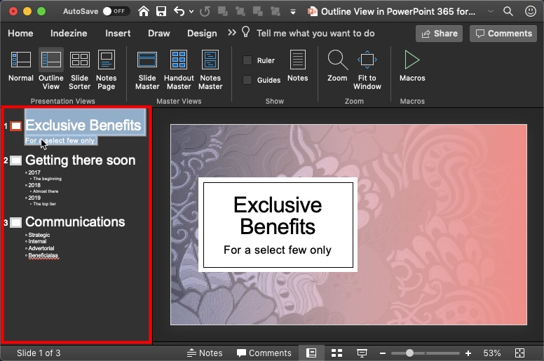 outline view in powerpoint for mac